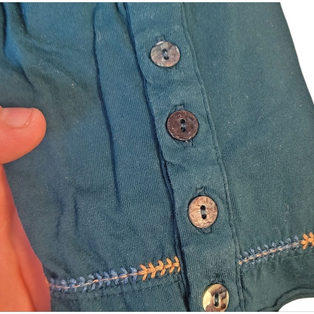 Johnny Was Teal Embroidered Boho Blouse Women's Size M - Picture 5 of 6